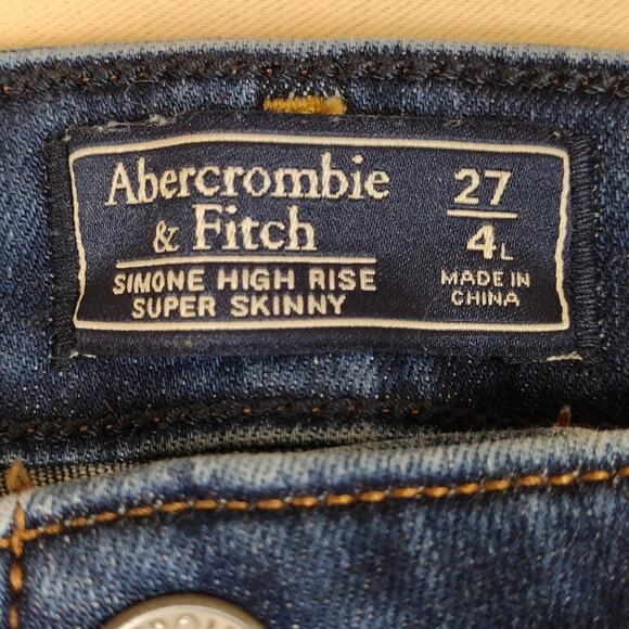 Abercrombie & Fitch Simone Skinny High Rise Distressed Blue Women's Jeans - Picture 4 of 8